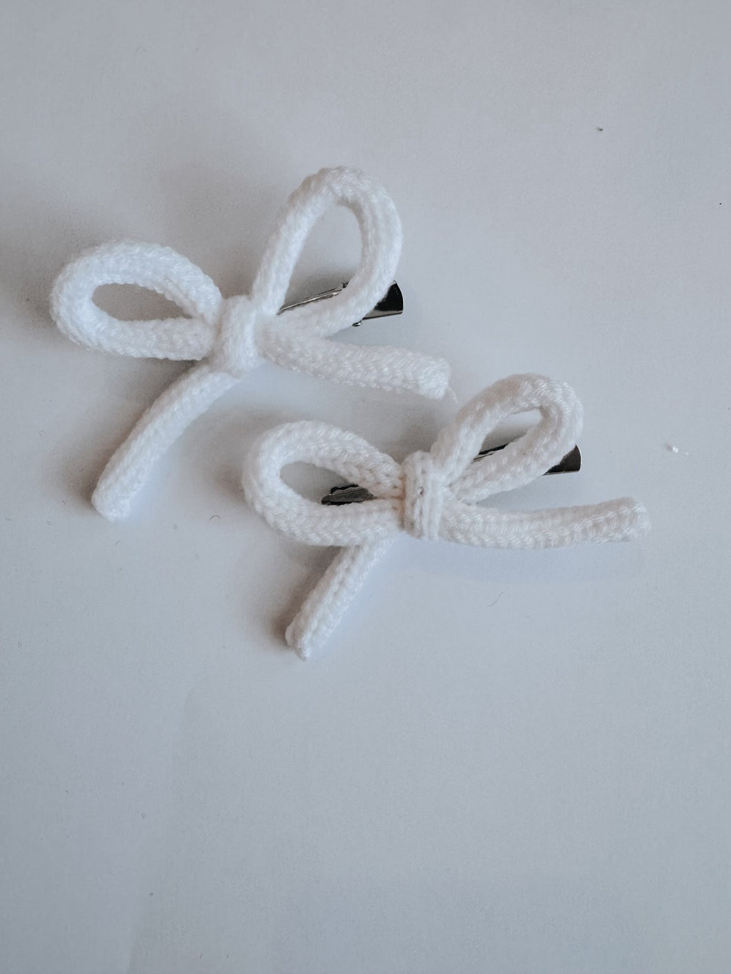 Small White Crochet Bow