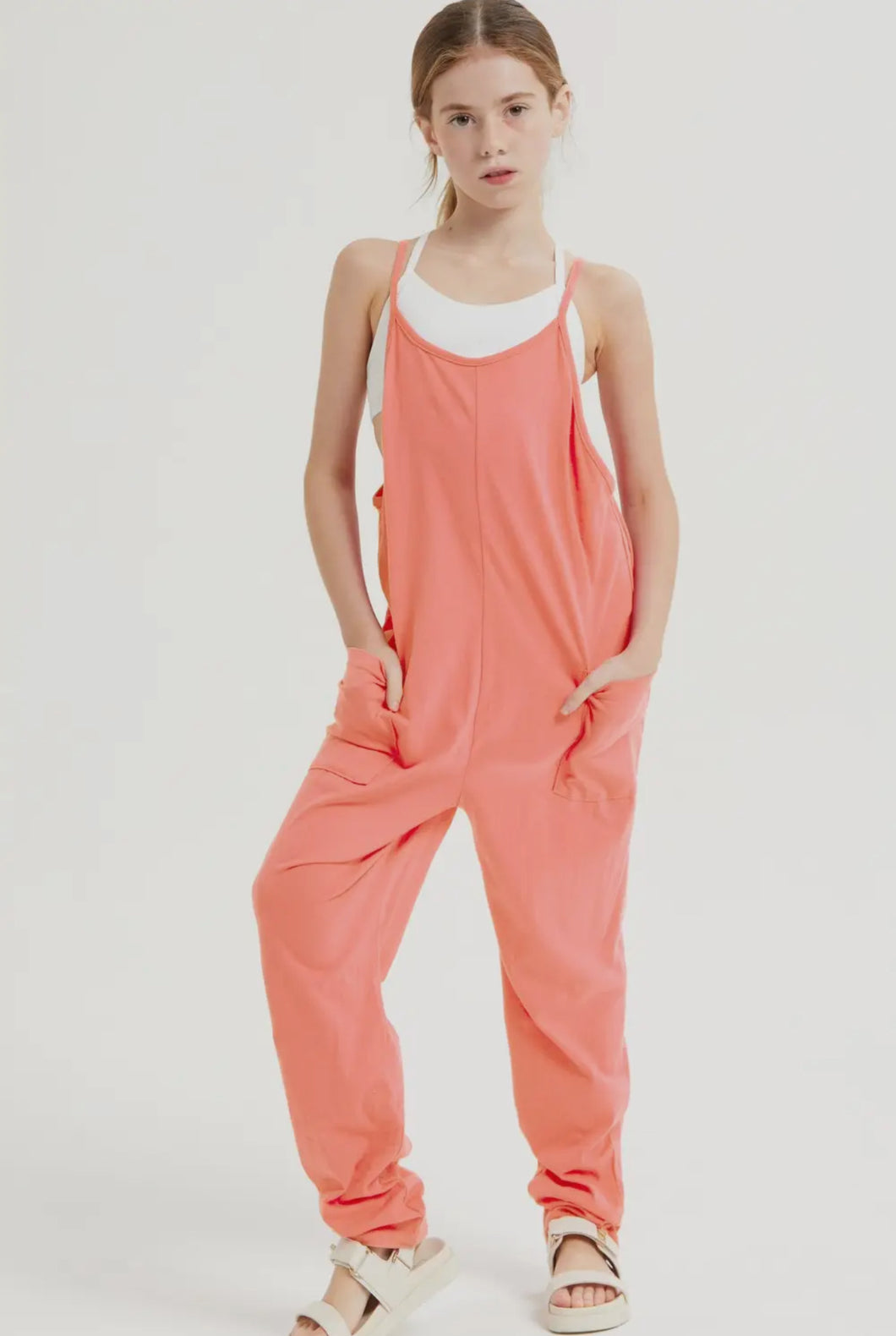 Hot Shot Peach Jumpsuit
